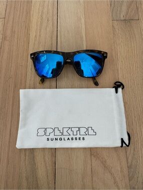 Spektre $225 Mirrored Blue Lens Sunglasses Wayfarer style tortoise